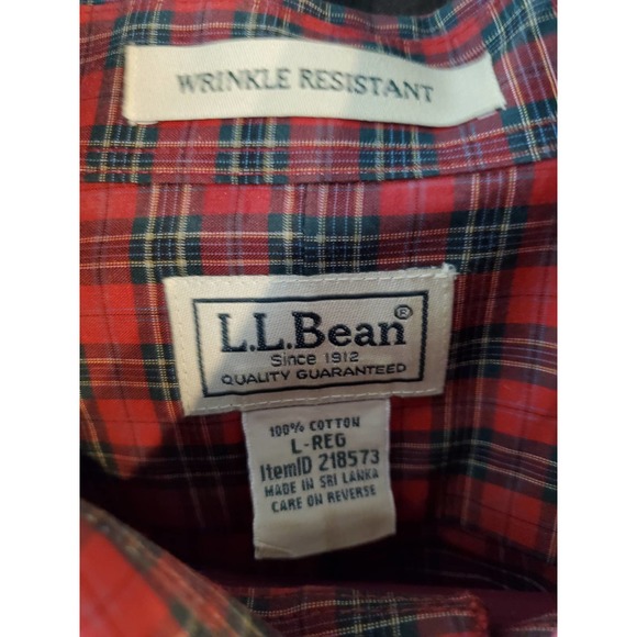 Mens L.L. Bean Plaid Button Down LS, Large - Picture 4 of 4